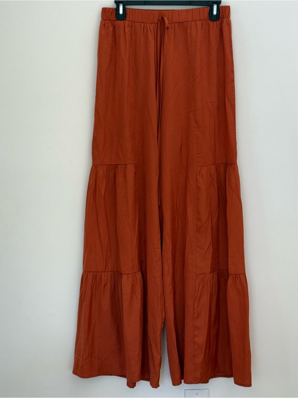 LUUKSE Rust Orange Wide Leg Tiered Palazzo Langenlook Pants Boho Artsy Women’s L